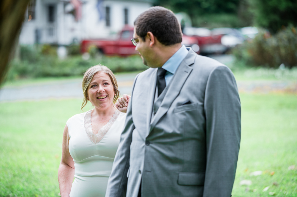 Intimate Backyard Wedding in Charlottesville, Virginia; First Look