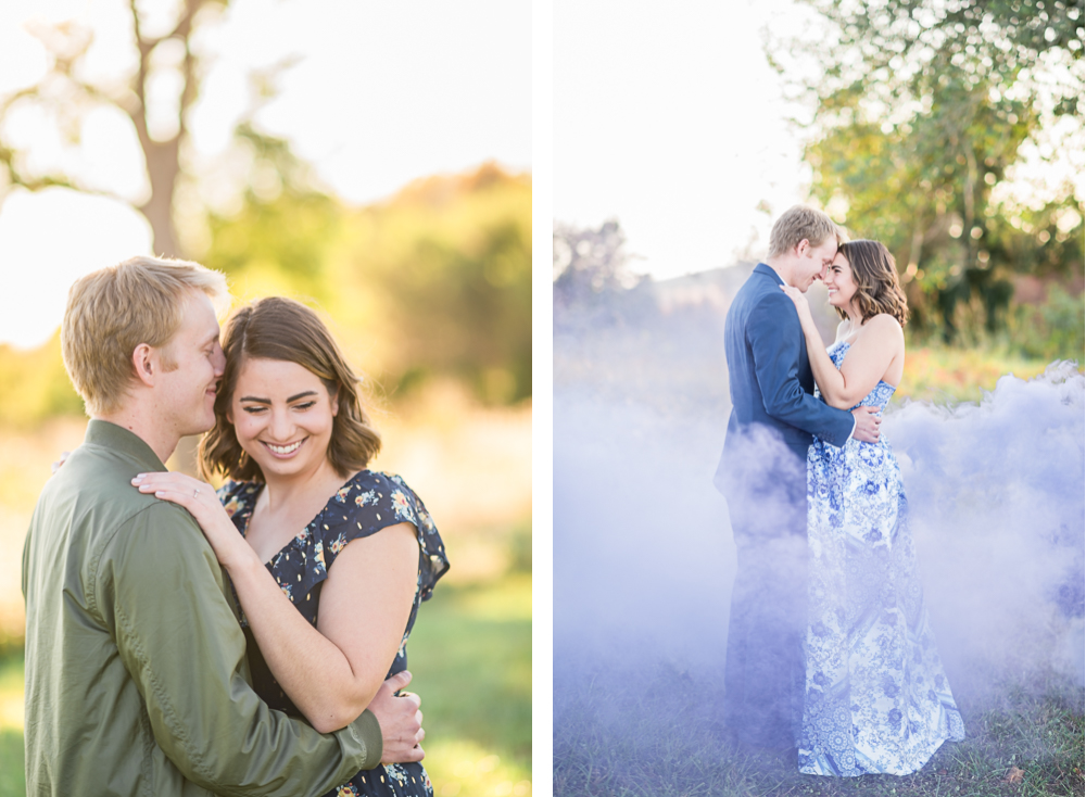 Smoke Bomb Puppy Engagement Session at the Market at Grelen - Hunter and Sarah Photography
