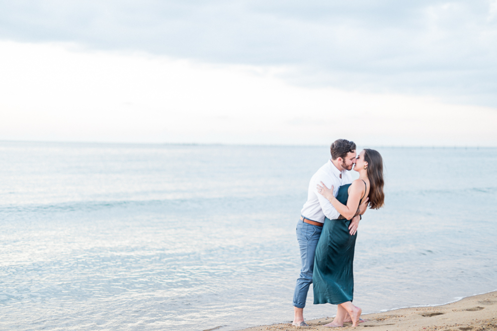 Elegant Sunset Engagement Session at the Virginia Beach Oceanfront - Hunter and Sarah Photography