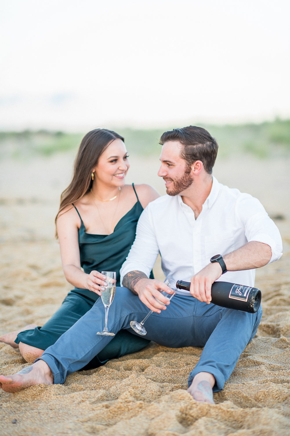 Elegant Sunset Engagement Session at the Virginia Beach Oceanfront - Hunter and Sarah Photography