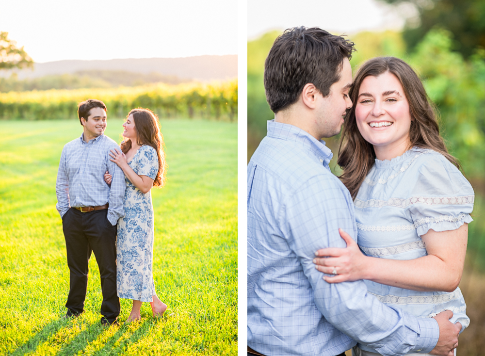 Giggly Sunset Engagement Session at Keswick Vineyards - Hunter and Sarah Photography