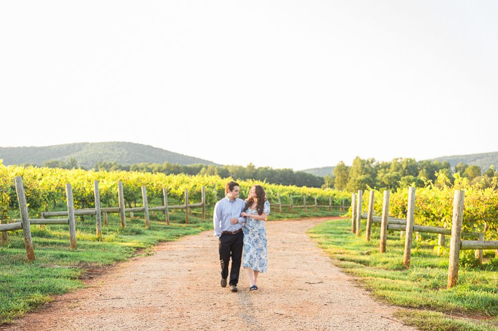 Giggly Sunset Engagement Session at Keswick Vineyards - Hunter and Sarah Photography