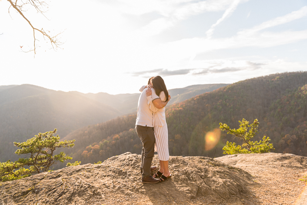 Bashful Autumn Proposal on the Blue Ridge Parkway - Hunter and Sarah Photography