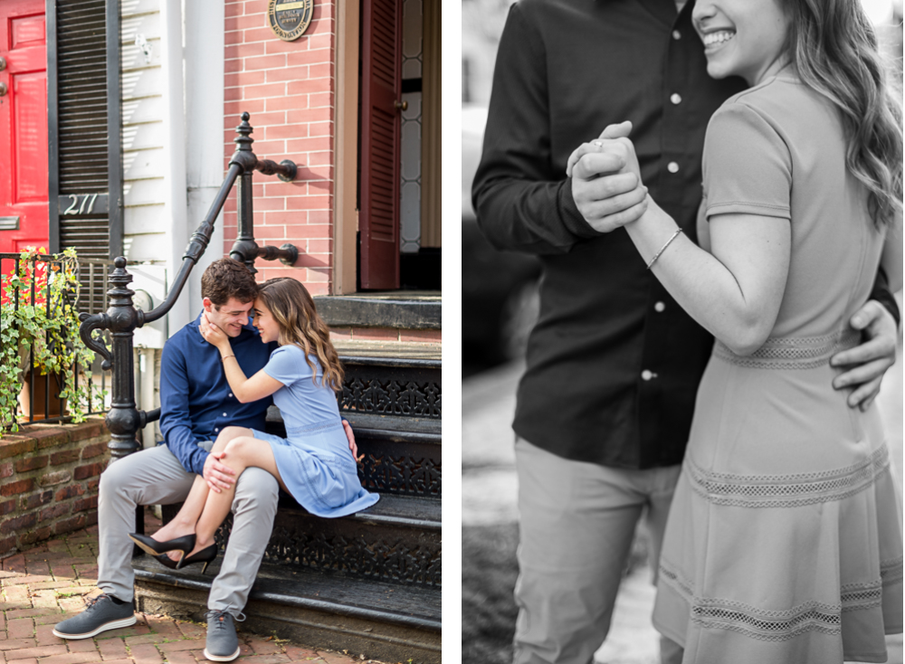 Giggly Urban Engagement Session in Old Town Alexandria - Hunter and Sarah Photography