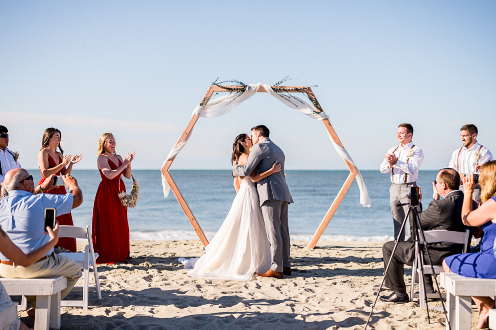 Golden Sunrise Beach Wedding at Holden Beach, NC - Hunter and Sarah Photography