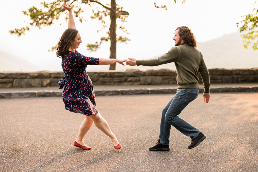 Swing Dancing Engagement Session on the Blue Ridge Parkway - Hunter and Sarah Photography