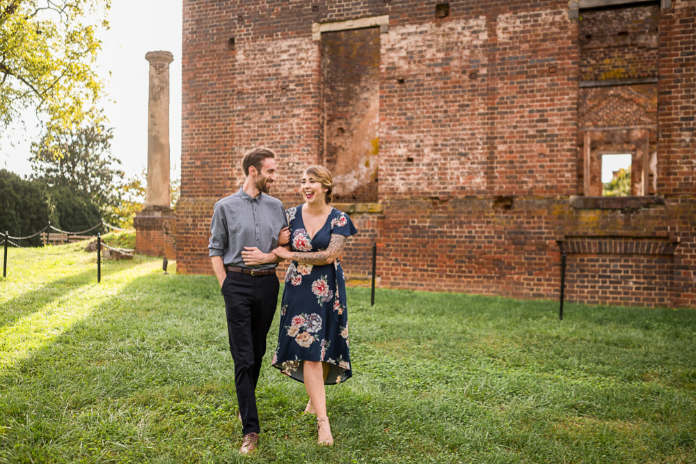Overcast 50's Style Engagement Session at Barboursville Ruins - Hunter and Sarah Photography