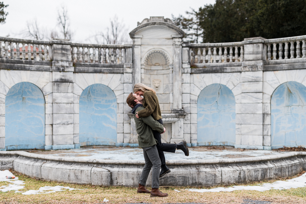 Joyful Winter Surprise Proposal at Swannanoa Palace - Hunter and Sarah Photography