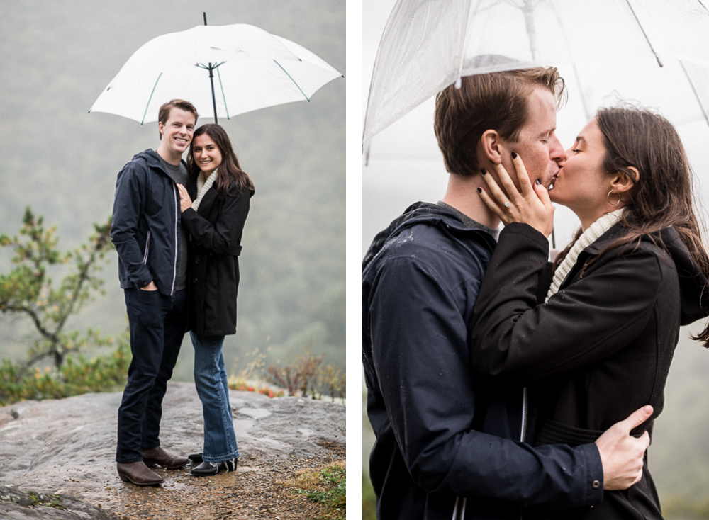 Rainy Day Blue Ridge Parkway Surprise Proposal - Hunter and Sarah Photography