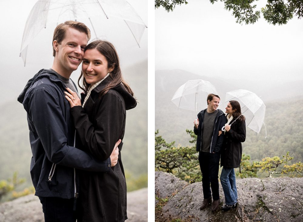 Rainy Day Blue Ridge Parkway Surprise Proposal - Hunter and Sarah Photography