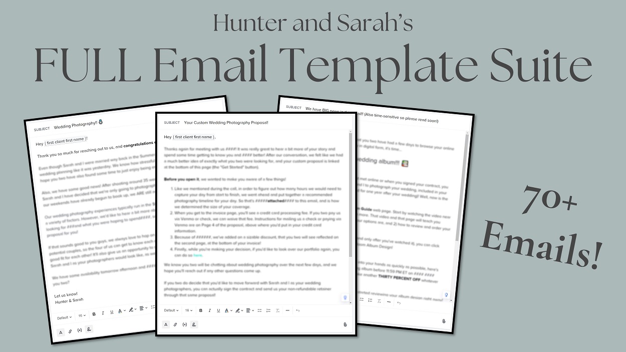 Hunter and Sarah's Full Email Template Suite: 70+ Email Template for Every Situation!