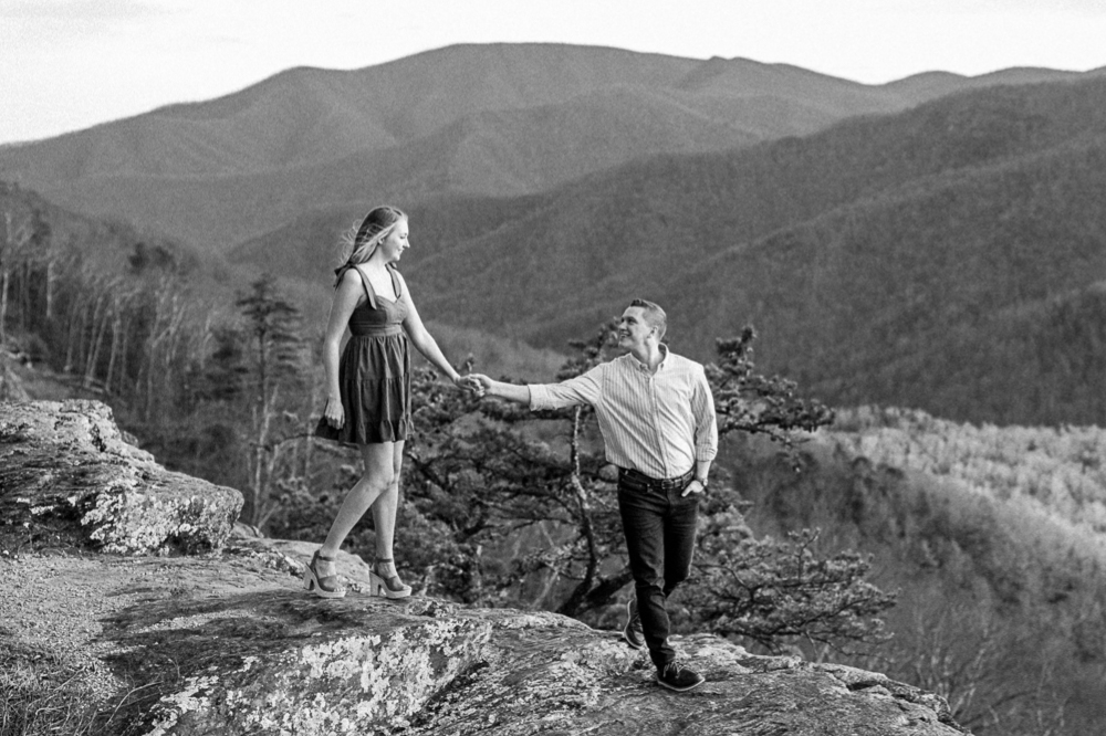 Windswept Engagement Session on the Blue Ridge Parkway - Hunter and Sarah Photography