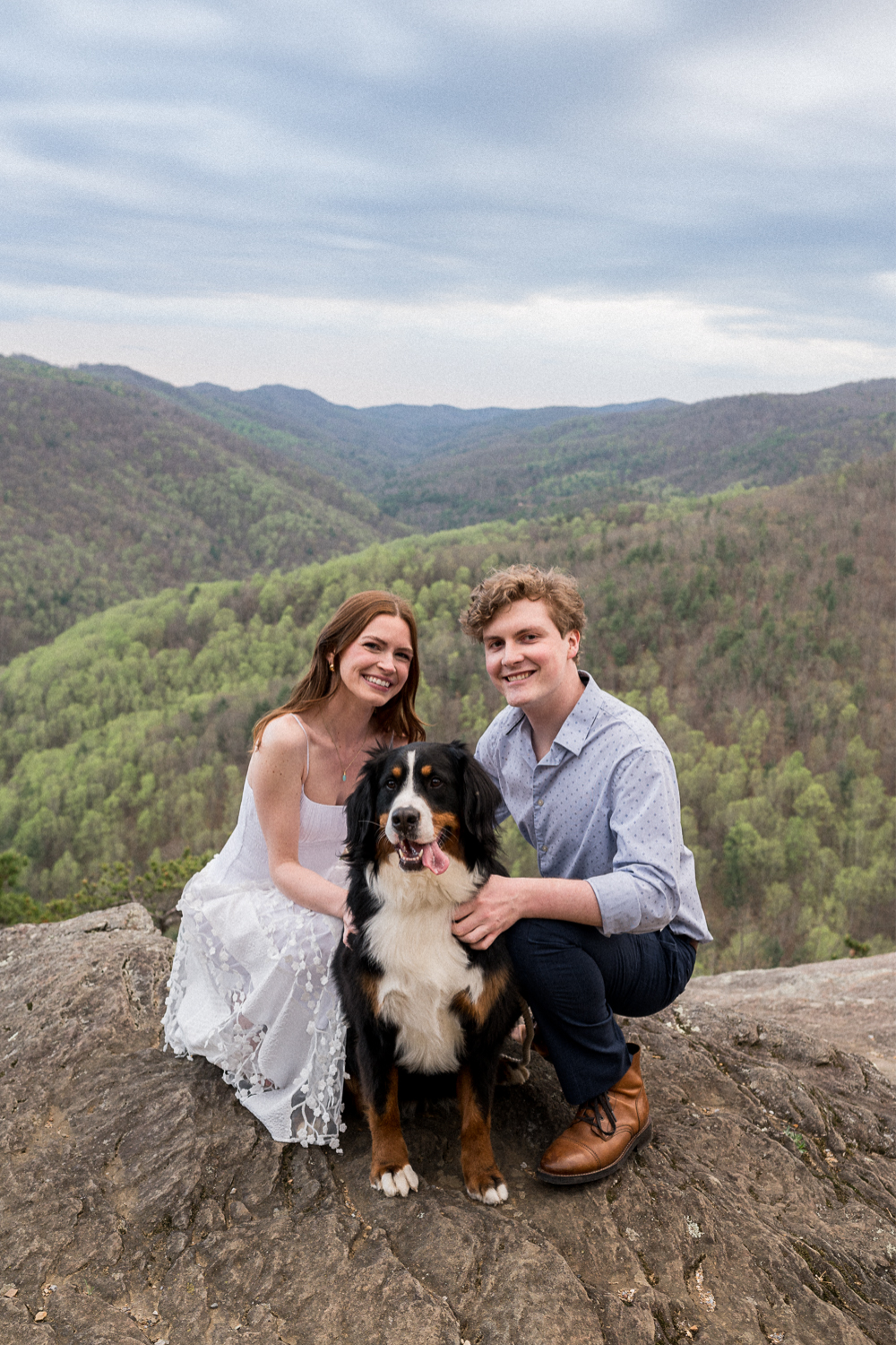 Skyline Drive Engagement Session with a Bernese Mountain Dog - Hunter and Sarah Photography