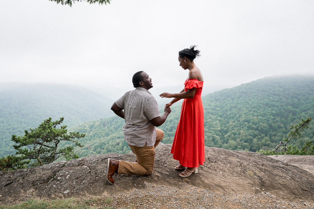 Overcast Blue Ridge Parkway Proposal - Hunter and Sarah Photography