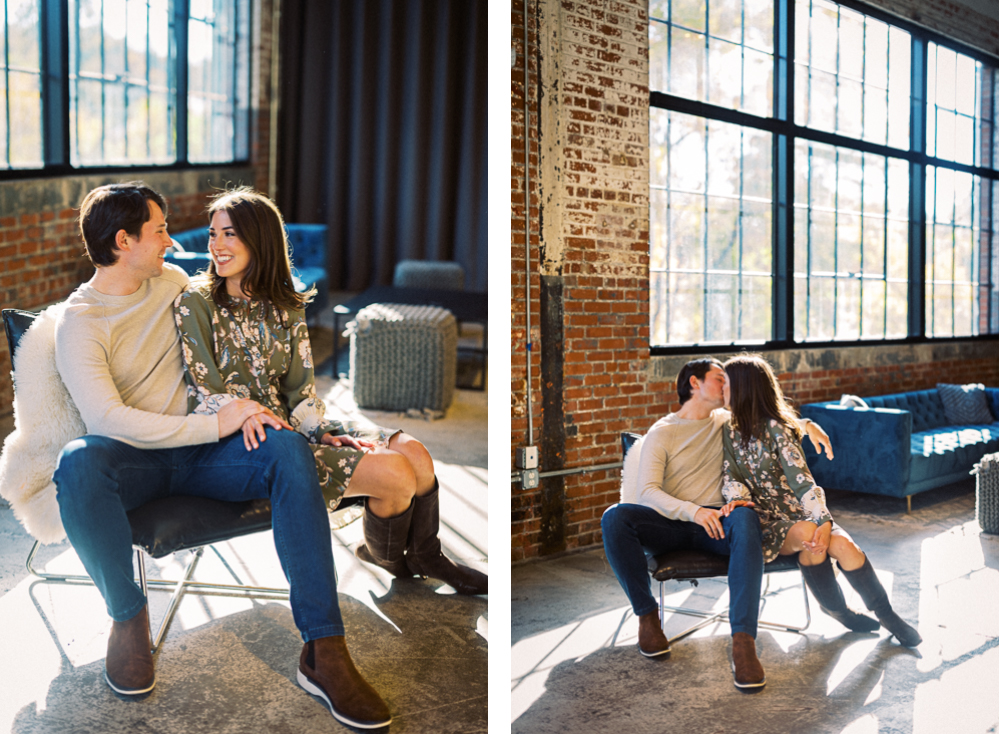 Indoor-Outdoor Engagement Session at the Wool Factory and Eastwood Winery - Hunter and Sarah Photography