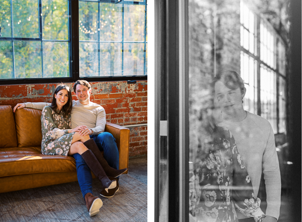 Indoor-Outdoor Engagement Session at the Wool Factory and Eastwood Winery - Hunter and Sarah Photography