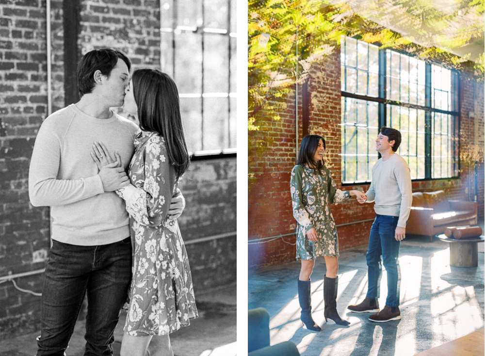 Indoor-Outdoor Engagement Session at the Wool Factory and Eastwood Winery - Hunter and Sarah Photography