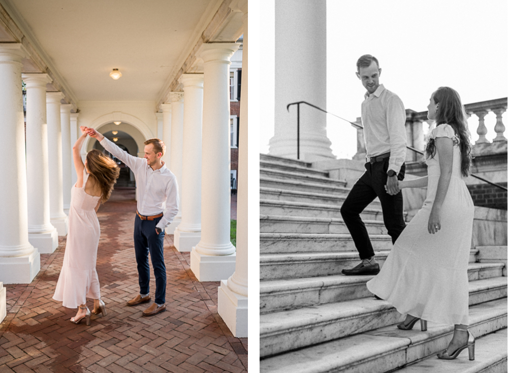 Late-Summer Engagement Session at UVA's Lawn - Hunter and Sarah Photography