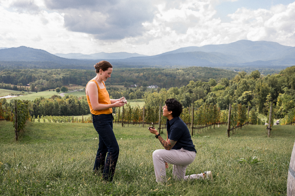 Same-Sex Surprise Proposal at Hazy Mountain Vineyards - Hunter and Sarah Photography