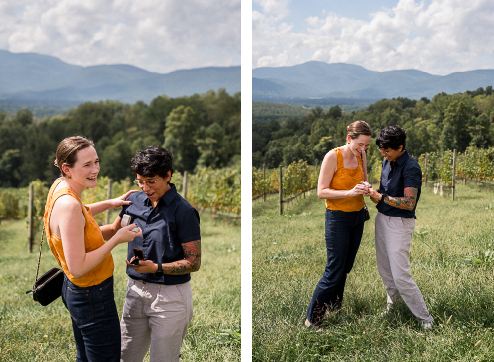 Same-Sex Surprise Proposal at Hazy Mountain Vineyards - Hunter and Sarah Photography