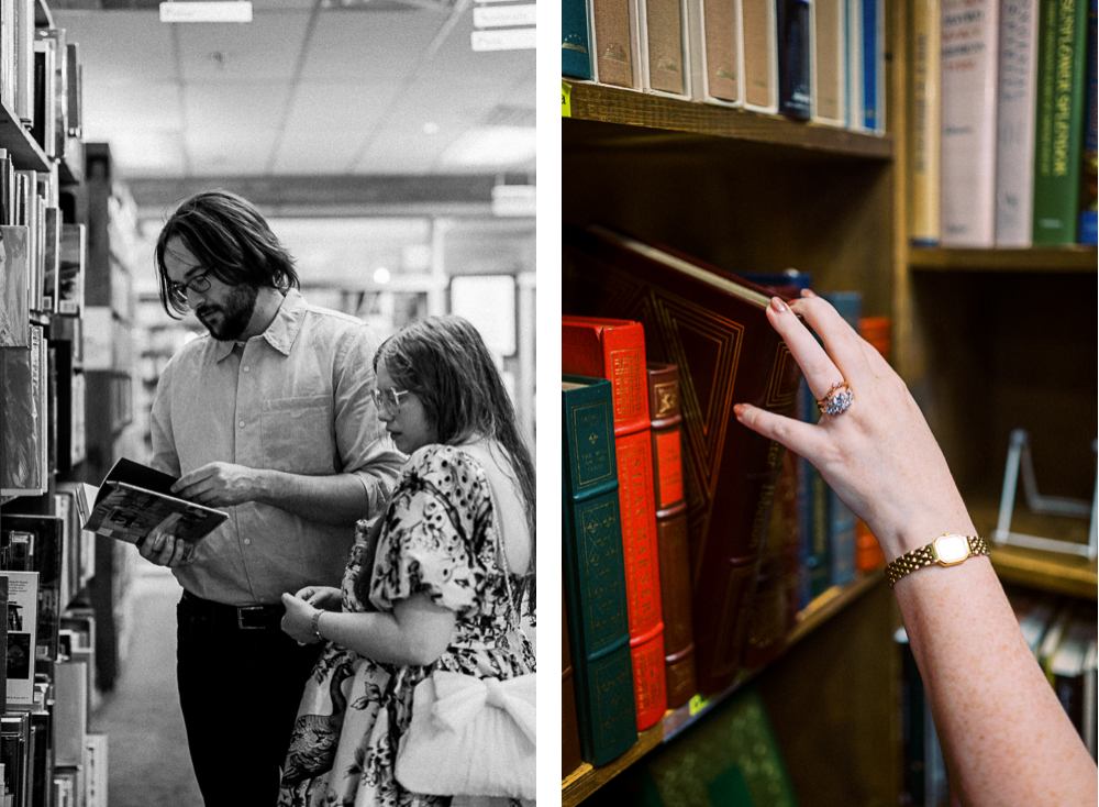 Bookstore Lifestyle Engagement Session - Hunter and Sarah Photography